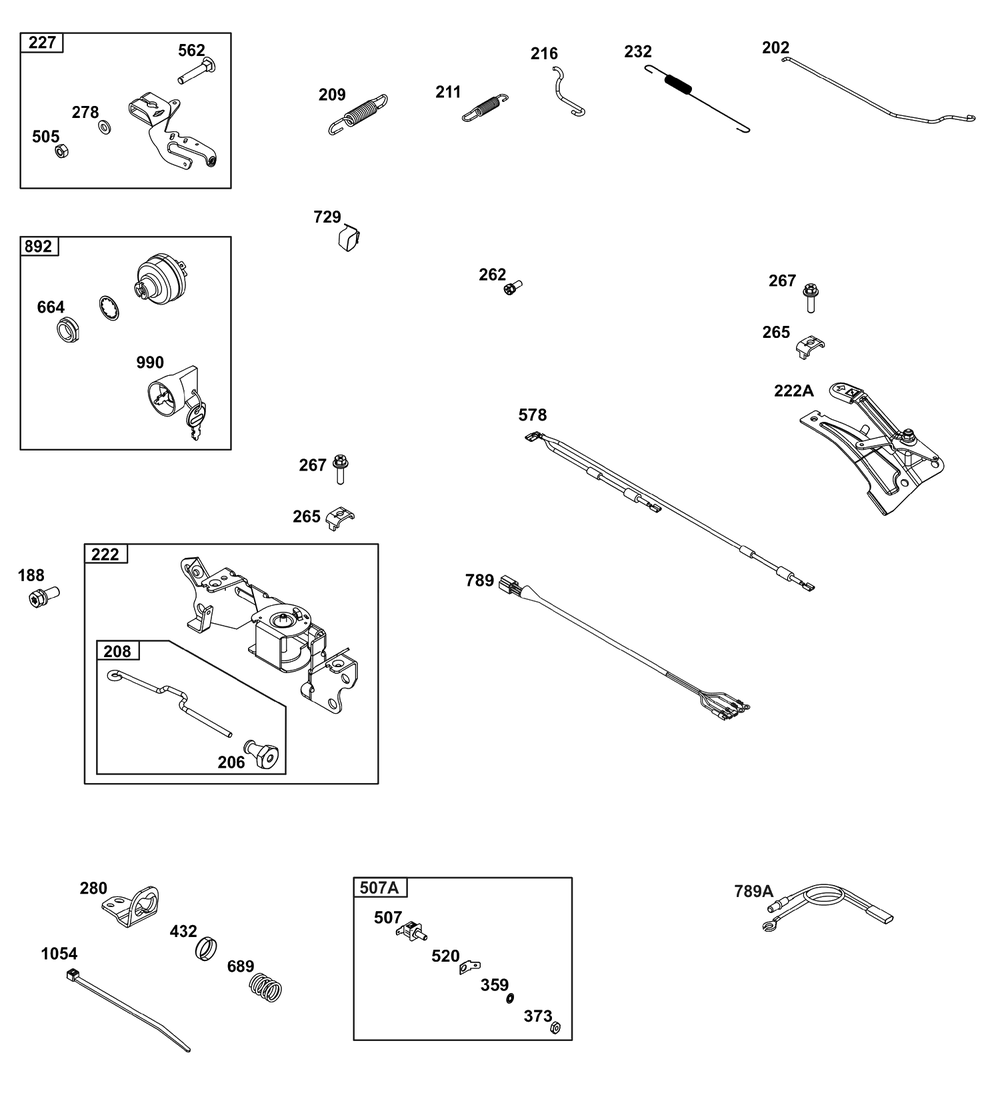 Controls Group Diagram and Parts List for 385447-0405-G1  Briggs and Stratton Engine